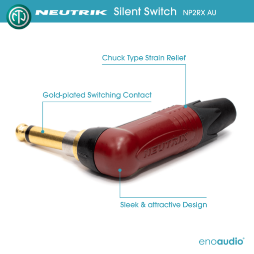 enoaudio Mogami 2524 Câble Instrument Professionnel | Neutrik Gold Silent Switch 6,3mm jack TS coudée - 6,3mm TS | HiFi – Image 3