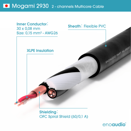 enoaudio Mogami 2930 Câble Insert Professionnel | Neutrik Gold 6,3mm TRS - TS (IN,OUT) | HiFi – Image 4