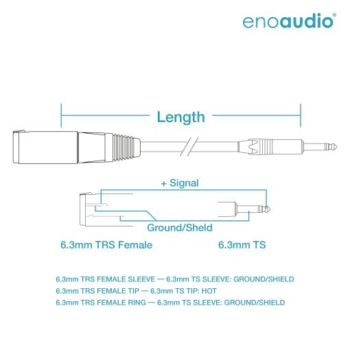 enoaudio Mogami 2534 Quad Extension Cable Balanced Unbalanced | Neutrik 6.3mm TS - 6.3mm TS-f | HiFi - Image 2
