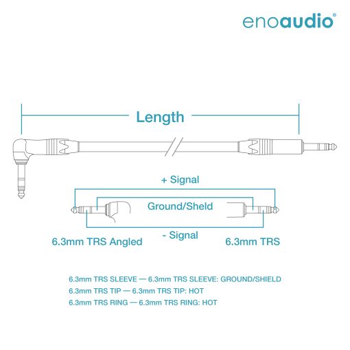 enoaudio Mogami 2534 Quad Câble Audio Professionnel symétrique | Neutrik Gold 6,3mm TRS - TRS coudée | HiFi – Image 2