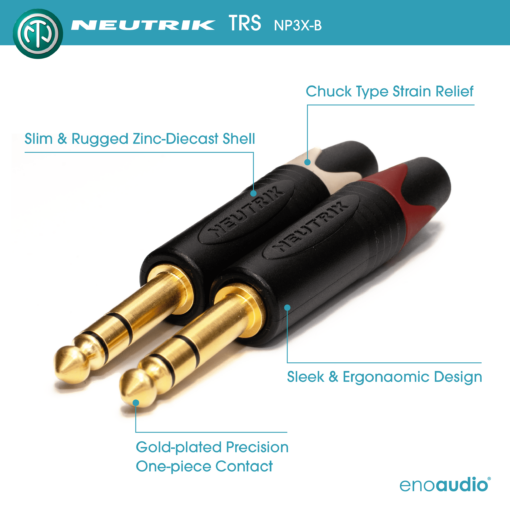enoaudio Mogami 2534 Quad Câble Paire (L,R) Stéréo Professionnel symétrique | Neutrik Gold 6,3mm TRS - XLR mâle | HiFi – Image 2