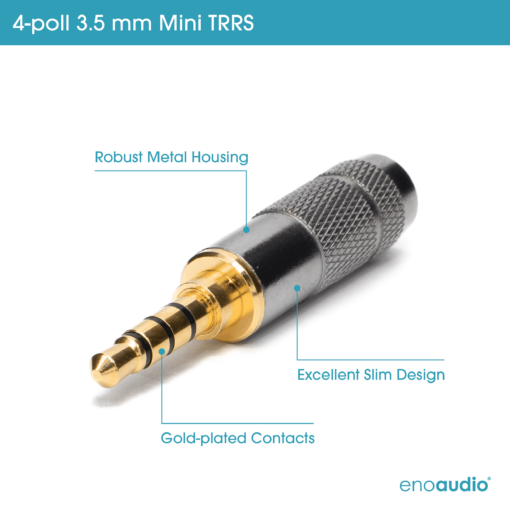 enoaudio Mogami 2893 Quad HiFi Kopfhörer Kabel für SONY MDR-1A | Neutrik Gold 3,5mm Miniklinke 3pole - 3,5mm Miniklinke 4pole – Bild 3