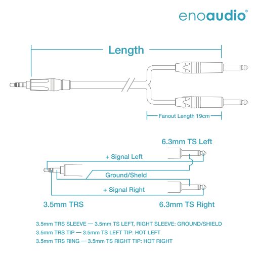 enoaudio Mogami 2534 Quad Y-Cable | Amphenol 3,5mm Mini TRS - Neutrik 6,3mm TS (L,R) | HiFi - Imagen 2