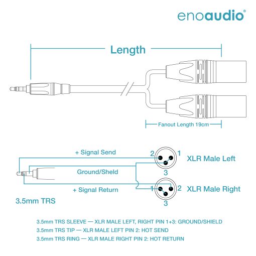 enoaudio Mogami 2534 Quad Y-Cable | Amphenol 3,5mm Mini TRS - Neutrik XLR macho (L,R) | HiFi - Imagen 2