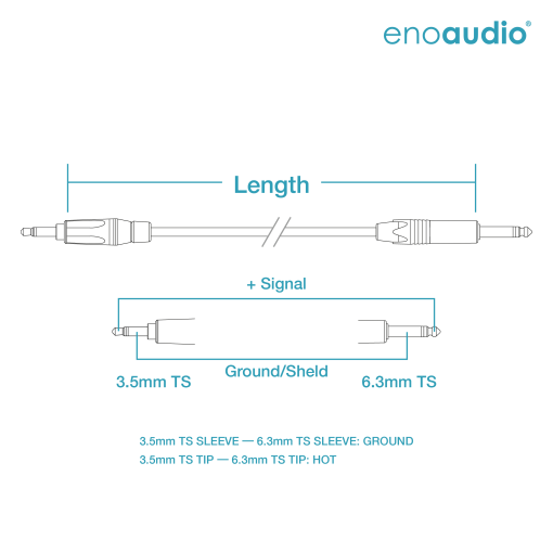 enoaudio Mogami 2893 Câble haute définition Eurorack Adapter | Neutrik Gold 6,3mm jack TS - Amphenol Gold 3,5 mm TRS Mini | HiFi – Image 2
