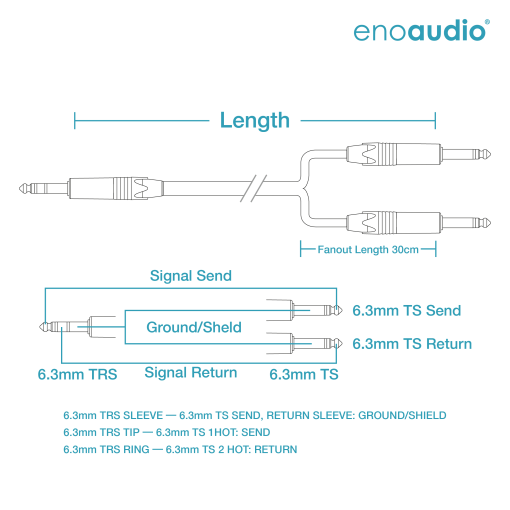 enoaudio Mogami 2930 Insert Cable | Neutrik 6.3mm TRS - TS (IN,OUT) | HiFi - Image 2