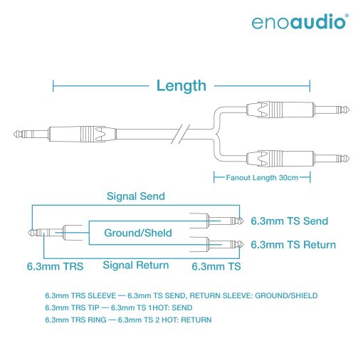 [B-Stock] enoaudio Mogami 2930 Insert Kabel | Neutrik Gold 6,3mm TRS klinke - TS (in/out) | HiFi – Bild 2